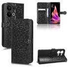 For OPPO Reno9 Pro+ Honeycomb Dot Texture Leather Phone Case(Black) - 1