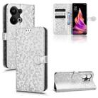 For OPPO Reno9 Pro+ Honeycomb Dot Texture Leather Phone Case(Silver) - 1