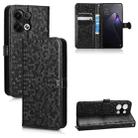 For OPPO Reno8 Pro+ 5G Honeycomb Dot Texture Leather Phone Case(Black) - 1