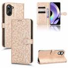 For Realme 10 Pro Honeycomb Dot Texture Leather Phone Case(Gold) - 1