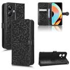 For Realme 10 Pro+ Honeycomb Dot Texture Leather Phone Case(Black) - 1