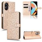 For Realme 10 Pro+ Honeycomb Dot Texture Leather Phone Case(Gold) - 1