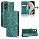 For Realme 10 Pro+ Honeycomb Dot Texture Leather Phone Case(Green) - 1