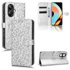 For Realme 10 Pro+ Honeycomb Dot Texture Leather Phone Case(Silver) - 1