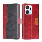 For Honor X7A Contrast Color Side Buckle Leather Phone Case(Red + Black) - 1