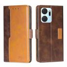 For Honor X7A Contrast Color Side Buckle Leather Phone Case(Dark Brown + Gold) - 1