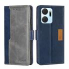 For Honor X7A Contrast Color Side Buckle Leather Phone Case(Blue + Grey) - 1