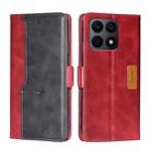 For Honor X8A Contrast Color Side Buckle Leather Phone Case(Red + Black) - 1