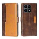 For Honor X8A Contrast Color Side Buckle Leather Phone Case(Dark Brown + Gold) - 1