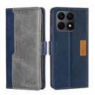 For Honor X8A Contrast Color Side Buckle Leather Phone Case(Blue + Grey) - 1