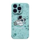 For iPhone X / XS Liquid Silicone Straight Side Phone Case(Green Astronaut) - 1