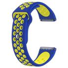 For Fitbit Versa Two-tone Silicone  Watch Band(Blue + Yellow) - 1