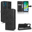 For Motorola Moto E13 4G Honeycomb Dot Texture Leather Phone Case(Black) - 1