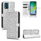 For Motorola Moto E13 4G Honeycomb Dot Texture Leather Phone Case(Silver) - 1