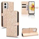 For Motorola Moto G73 5G Honeycomb Dot Texture Leather Phone Case(Gold) - 1