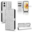 For Motorola Moto G53 5G Honeycomb Dot Texture Leather Phone Case(Silver) - 1