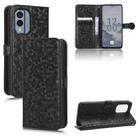 For Nokia X30 5G Honeycomb Dot Texture Leather Phone Case(Black) - 1