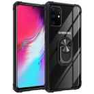 For Galaxy A51 Anti-fall Transparent TPU + Acrylic Protective Case with Ring Bracket(Black) - 1