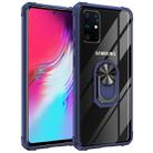 For Galaxy A51 Anti-fall Transparent TPU + Acrylic Protective Case with Ring Bracket(Blue) - 1