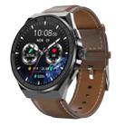 BM01 1.45 inch Leather Band IP68 Waterproof Smart Watch Support Bluetooth Call / NFC(Black) - 1