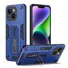 For iPhone 14 Plus Variety Brave Armor Finger Loop Holder Phone Case(Blue) - 1