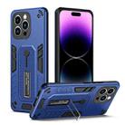 For iPhone 14 Pro Max Variety Brave Armor Finger Loop Holder Phone Case(Blue) - 1