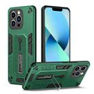 For iPhone 13 Pro Variety Brave Armor Finger Loop Holder Phone Case(Green) - 1