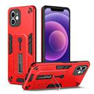 For iPhone 12 Variety Brave Armor Finger Loop Holder Phone Case(Red) - 1