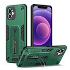 For iPhone 12 Variety Brave Armor Finger Loop Holder Phone Case(Green) - 1