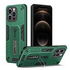 For iPhone 12 Pro Variety Brave Armor Finger Loop Holder Phone Case(Green) - 1