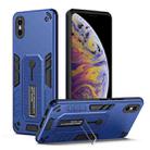 For iPhone X / XS Variety Brave Armor Finger Loop Holder Phone Case(Blue) - 1