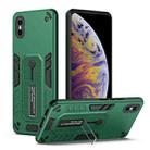 For iPhone XS Max Variety Brave Armor Finger Loop Holder Phone Case(Green) - 1