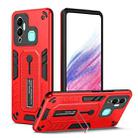 For Infinix Hot 12 Play Variety Brave Armor Finger Loop Holder Phone Case(Red) - 1