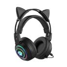 T25 RGB Stereo Cat Ear Bluetooth Wireless Headphones with Detachable Microphone(Black) - 1