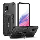 For vivo Y21 / Y33s / Y21T India Variety Brave Armor Finger Loop Holder Phone Case(Black) - 1