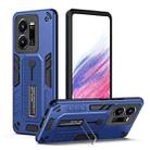 For vivo Y35 4G Variety Brave Armor Finger Loop Holder Phone Case(Blue) - 1