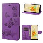 For OPPO Reno8 T 4G Butterfly Embossed Horizontal Flip Leather Phone Case(Purple) - 1