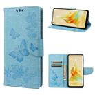 For OPPO Reno8 T 4G Butterfly Embossed Horizontal Flip Leather Phone Case(Blue) - 1