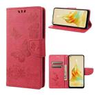 For OPPO Reno8 T 4G Butterfly Embossed Horizontal Flip Leather Phone Case(Red) - 1