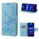 For Xiaomi Redmi Note 12 5G Global / Poco X5 5G Butterfly Embossed Horizontal Flip Leather Phone Case(Blue) - 1