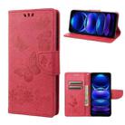 For Xiaomi Redmi Note 12 Pro+ 5G Global Butterfly Embossed Horizontal Flip Leather Phone Case(Red) - 1