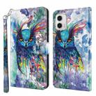 For Motorola Moto G73 3D Painting Pattern TPU + PU Leather Phone Case(Watercolor Owl) - 1