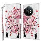 For OnePlus 11 3D Painting Pattern TPU + PU Leather Phone Case(Cat Under The Tree) - 1