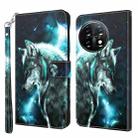 For OnePlus 11 3D Painting Pattern TPU + PU Leather Phone Case(Wolf) - 1