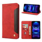 For Xiaomi Redmi Note 12 Pro+ 5G Global Skin Feel Splicing Leather Phone Case(Red) - 1