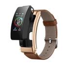 K30 0.96 inch Leather Band Earphone Detachable Life Waterproof Smart Watch Support Bluetooth Call(Brown) - 1