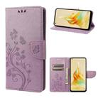 For OPPO Reno8 T 4G Butterfly Flower Pattern Leather Phone Case(Light Purple) - 1