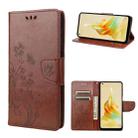 For OPPO Reno8 T 4G Butterfly Flower Pattern Leather Phone Case(Brown) - 1