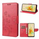 For OPPO Reno8 T 4G Butterfly Flower Pattern Leather Phone Case(Red) - 1