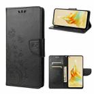 For OPPO Reno8 T 4G Butterfly Flower Pattern Leather Phone Case(Black) - 1